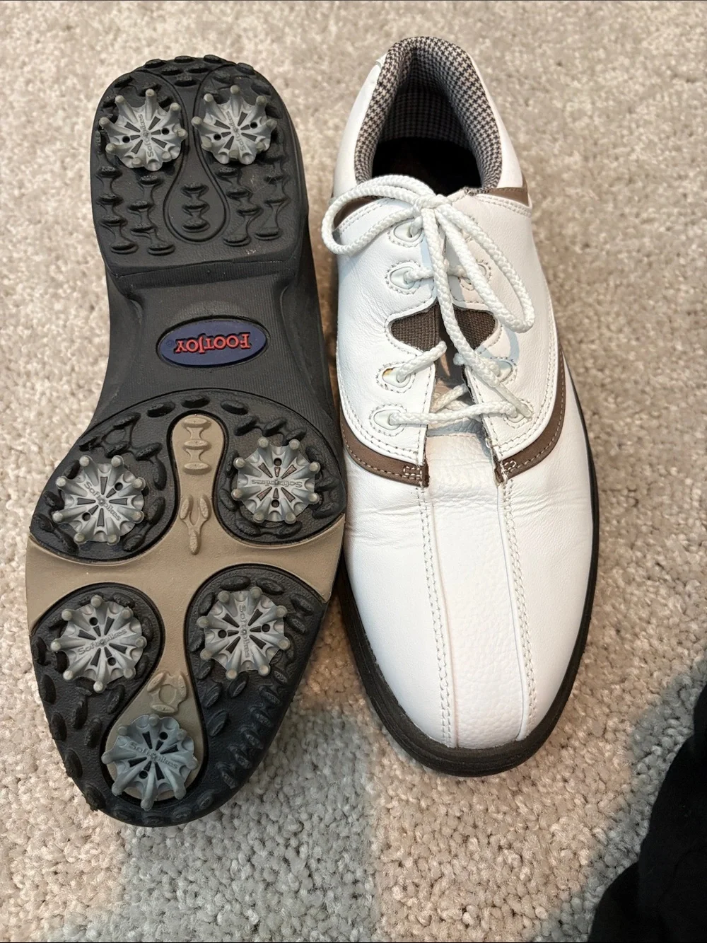 FootJoy White and Brown Women's Golf Shoes with Spiked Outsoles